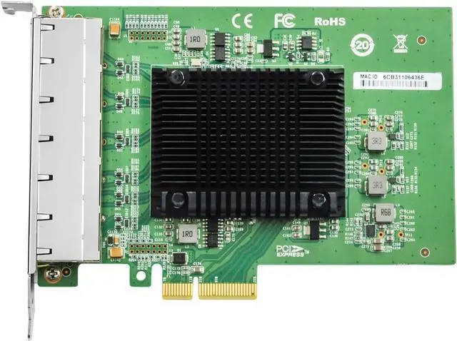 Main image of Gigibit Network Card, 10/100/1000Mbps Six-Ports RJ45 Copper Ethernet Adapter, with Intel I350 Chip, PCI-Express X4 NIC Support Windows Server/Linux/VMware