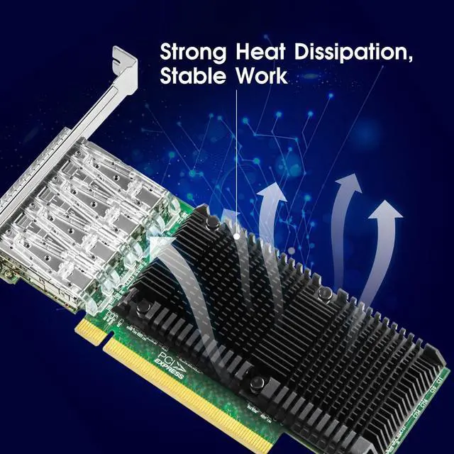 Alt view image 4 of 7 - 25Gb Network Card with Intel E810 Chip,Quad-Ports PCI Express Ethernet Adapter Support Windows Server/Linux/VMware, Compare to Intel E810-XXVDA4