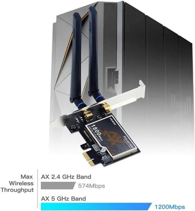 Alt view image 3 of 7 - WiFi 6 PCI-E WiFi Network Card AX1800Mbps BT5.2 Dual Band 802.11ax PCIe Desktop WiFi 6 PCI Express Wireless Adapter only for PC Windows 11/10