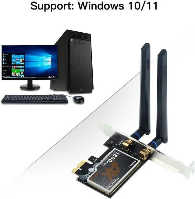 Alt view image 5 of 7 - WiFi 6 PCI-E WiFi Network Card AX1800Mbps BT5.2 Dual Band 802.11ax PCIe Desktop WiFi 6 PCI Express Wireless Adapter only for PC Windows 11/10
