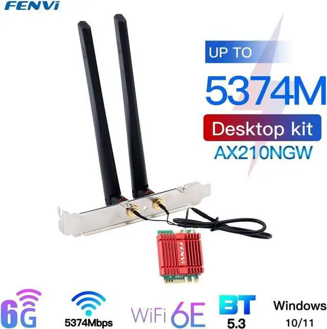 Alt view image 2 of 7 - Mini AX210NGW WiFi Card WiFi 6E M.2 2230 NGFF Desktop Kit Wireless BT 5.3 Network Adapter AX210 802.11ax Tri-Band AX5400Mbps WiFi 6GHz Band for PC Windows 11/10