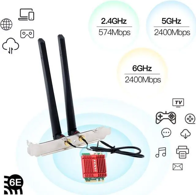 Alt view image 4 of 7 - Mini AX210NGW WiFi Card WiFi 6E M.2 2230 NGFF Desktop Kit Wireless BT 5.3 Network Adapter AX210 802.11ax Tri-Band AX5400Mbps WiFi 6GHz Band for PC Windows 11/10