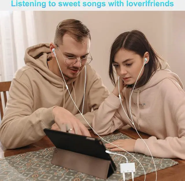 Alt view image 2 of 7 - USB C to 3.5mm Audio Adapter, 3 in 1 Aux to USB C Headphone Splitter Dual 3.5mm Audio Jack and PD 60W Fast Charging, Compatible for iPad Pro,Galaxy S22 S21 S20/Note 20,Pixel 4 3 XL,Huawei,etc