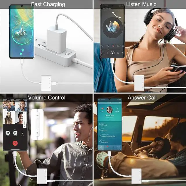 Alt view image 7 of 7 - USB C to 3.5mm Audio Adapter, 3 in 1 Aux to USB C Headphone Splitter Dual 3.5mm Audio Jack and PD 60W Fast Charging, Compatible for iPad Pro,Galaxy S22 S21 S20/Note 20,Pixel 4 3 XL,Huawei,etc
