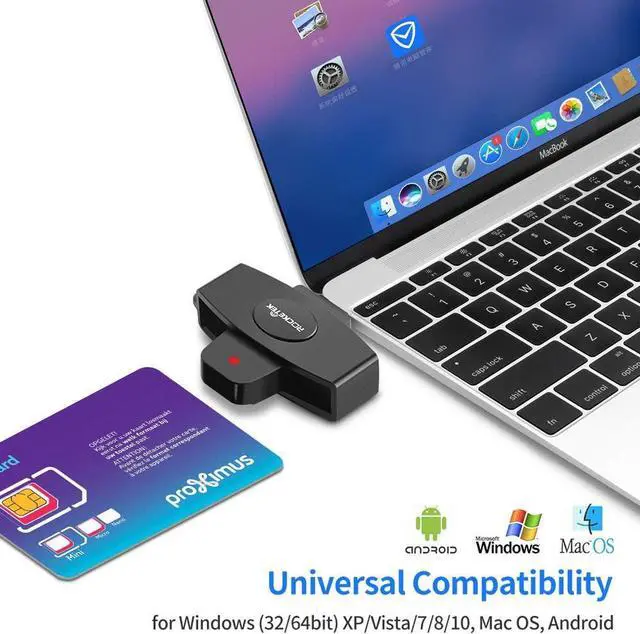 Alt view image 3 of 6 - USB C DOD Military USB Common Access CAC Smart Card Reader and SIM Card Reader ID CAC Card Reader,Compatible with Mac Os, Windows,Linux