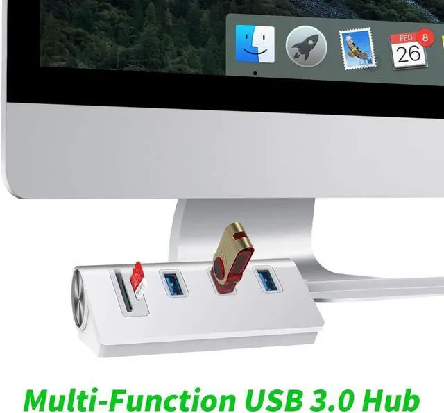 Alt view image 3 of 7 - USB 3.0 Docking Station, Portable Aluminum Hub with 3 USB Ports and SD&TF Card Adapter for iMac, MacBook Air, MacBook Pro, MacBook, Mac Mini, PCs and Laptops, Multi-in-1 Superspeed Combo Hub Dock