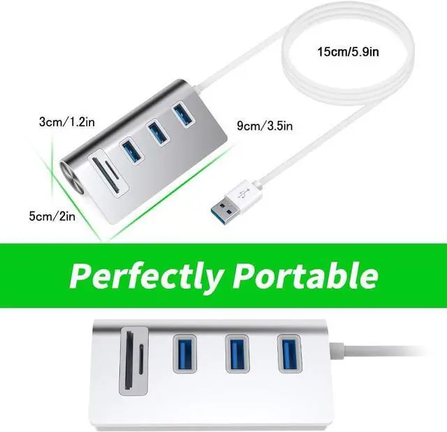 Alt view image 6 of 7 - USB 3.0 Docking Station, Portable Aluminum Hub with 3 USB Ports and SD&TF Card Adapter for iMac, MacBook Air, MacBook Pro, MacBook, Mac Mini, PCs and Laptops, Multi-in-1 Superspeed Combo Hub Dock