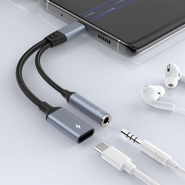 For iPhone 15 Pro Max 2in1 USB Type C To 3.5mm Aux AudioHeadphone Charger  Cable