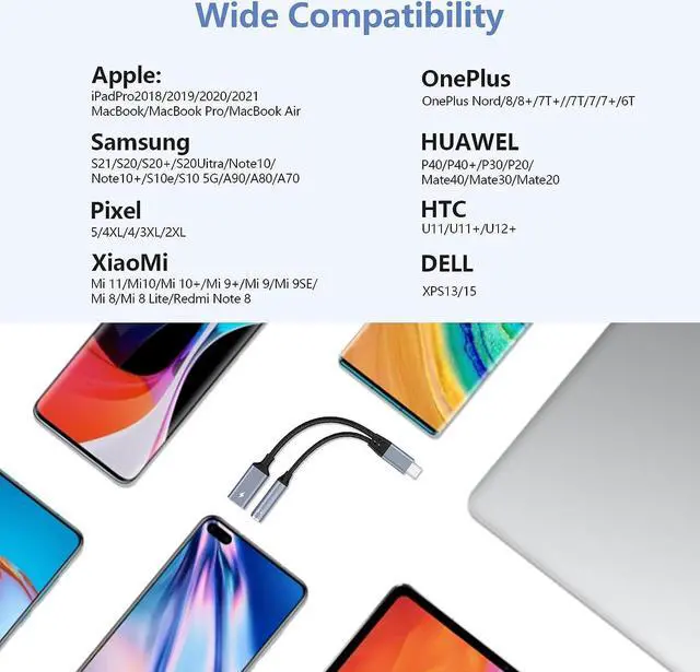 Alt view image 7 of 7 - USB Type C to 3.5mm Headphone and Charger Adapter, 2-in-1 USB C PD 60W Charging Port to Aux Audio Jack and Fast Charging Dongle Cable Cord Compatible with Galaxy S23 Ultra S22 S21 Google Pixel 7 6 5
