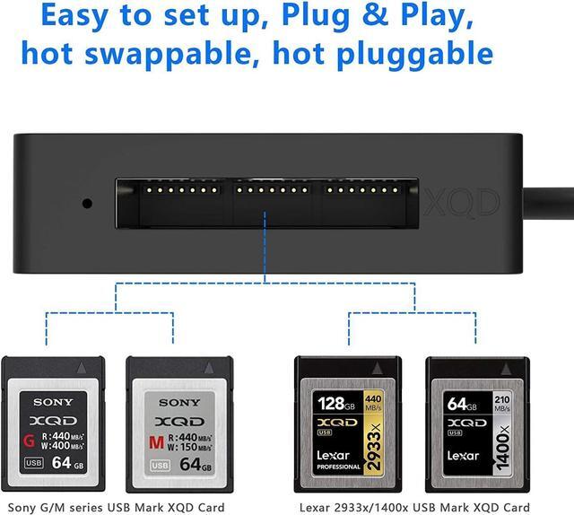Alt view image 2 of 6 - XQD Card Reader, USB3.0 XQD Memory Card Reader 5Gpbs Super Speed Compatible with Sony G/M Series USB Mark XQD Card, Lexar 2933x/1400x USB Mark XQD Card for Windows/Mac OS.