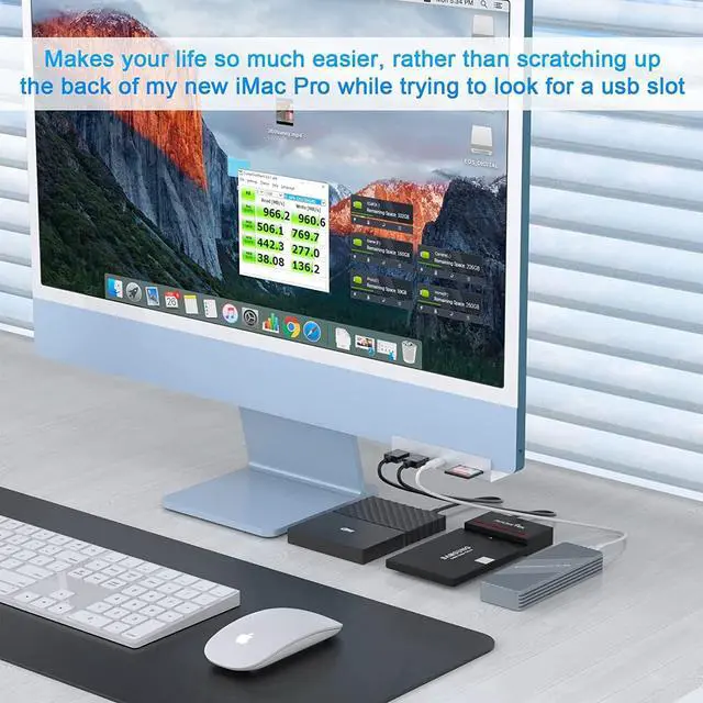 Alt view image 7 of 7 - USB C 3.2 10Gbps iMac USB C Hub, 5 in 1 Aluminum iMac USB Hub Adapter with 2 USB A Port(10Gbps), Type-C Port(10Gbps), Micro/SD Card Readers, Compatible with 2020/2019/2017 iMac