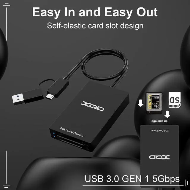 Alt view image 6 of 7 - 4-in-1 XQD SD Card Reader Dual-Slot Memory Card Reader, XQD Reader 5Gpbs Read 2 Cards Simultaneously Compatible with Sony XQD G/M Series, Lexar 2933x/1400x USB Mark XQD Card,SD/SDHC Card