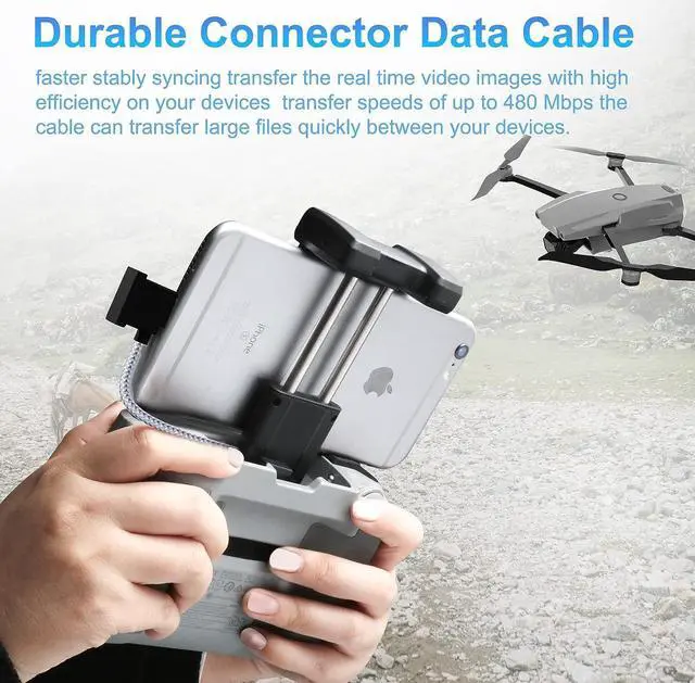 Alt view image 4 of 7 - USB C to USB C Remote Controller Cable for DJI, Nylon Braided Cable for Controller Drone Accessories Black DJI Mini 2 Mavic 3 Air 2S Mavic Air 2 Remote Control Cable OTG RC Phablet Extension Cable