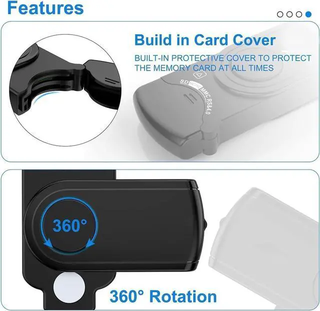 Alt view image 6 of 7 - SD Card Reader, USB 3.0 Memory Card Reader for SD SDXC SDHC MMC RS-MMC TF Micro SD Micro SDXC Micro SDHC UHS-I USB Card Reader/Writer(5Gbps) 2 Cards Simultaneously SD Card Adapter for Mac/Win/Linux
