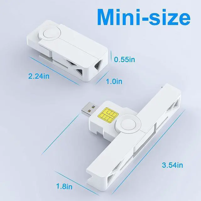 Alt view image 6 of 6 - USB Smartfold Type A CAC Reader, USB A DOD Military USB Common Access CAC Smart Card Reader and ID CAC Card Reader,Compatible with Mac Os, Windows,Linux(Mini Foldable and Portable Type A) New