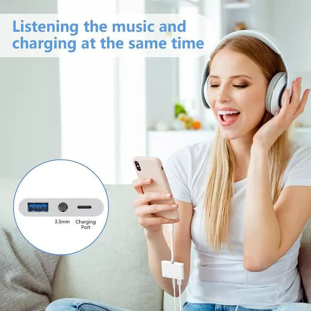 Alt view image 3 of 7 - USB + 3.5mm AUX Adapter for iPhone/iPad, USB Camera Adapter and 3.5mm Headphone Audio Jack Adapter with iPhone Charger Splitter, 3 in 1 USB OTG Adapter for iPhone iPad,USB Flash Drive, Keyboard, Mouse