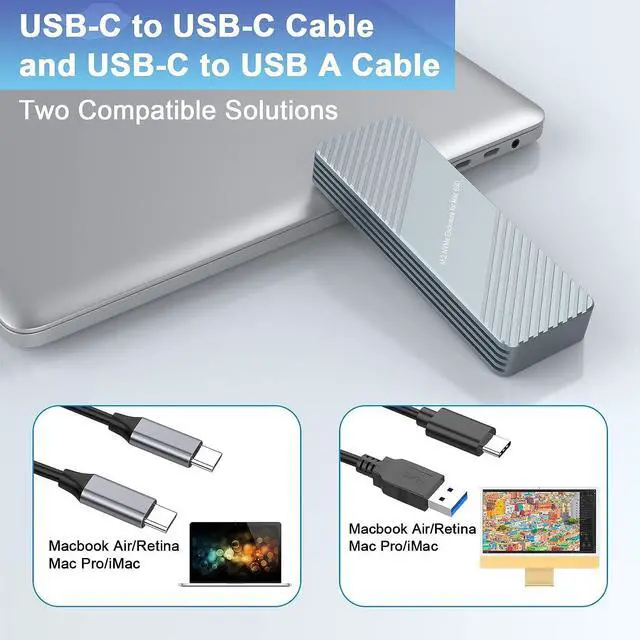 Alt view image 4 of 7 - USB C 3.2 MacBook SSD Enclosure for 12+16 PIN MacBook Air/Pro SSD, Aluminum M.2 NVMe MacBook Pro SSD Enclosure Adapter Support MacBook Pro,MacBook Air, Mac Pro, iMac from 2013 to 2017