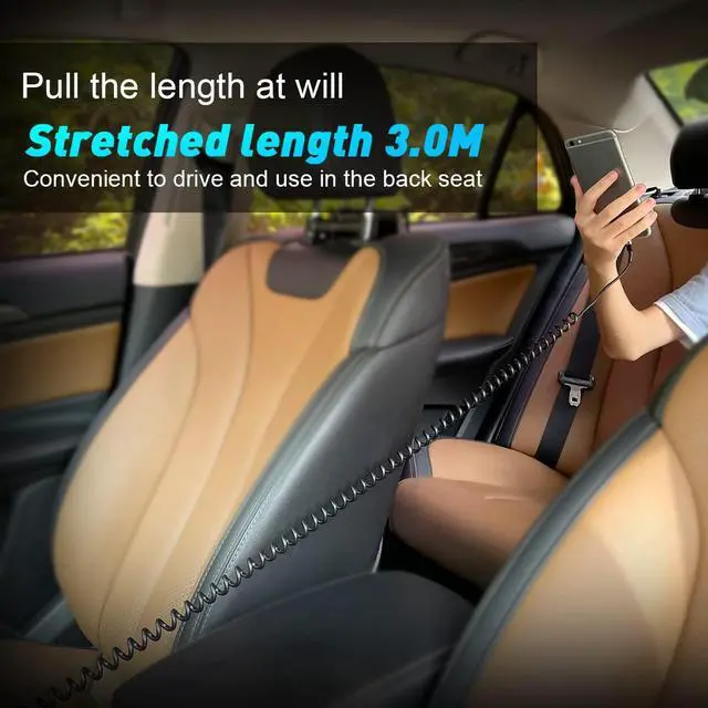 Alt view image 7 of 7 - 60W Coiled USB C Cable for Car, 6FT USB C to USB C Coiled Cable, USB C to C Type Fast Charging Cable Compatible with Samsung GalaxyS21/S21+/S20+ Ultra Note 20, Pixel 4/3 XL, MacBook Pro/Air