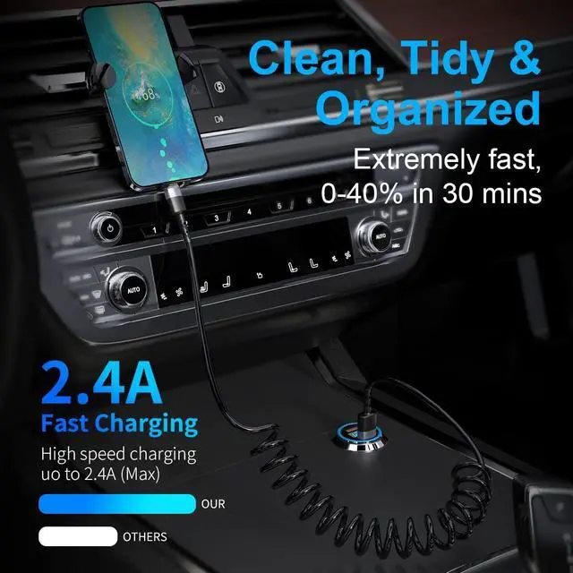 Alt view image 2 of 7 - USB Type C Coild Cable for Car, 1.8m/5.9FT Retractable USB C Cable Curly USB A to USB-C Fast Charger Cord for Car,Compatible Samsung Galaxy S10 S9 S8 Plus Note 9 8,LG5/G6/V20, USB C Devices