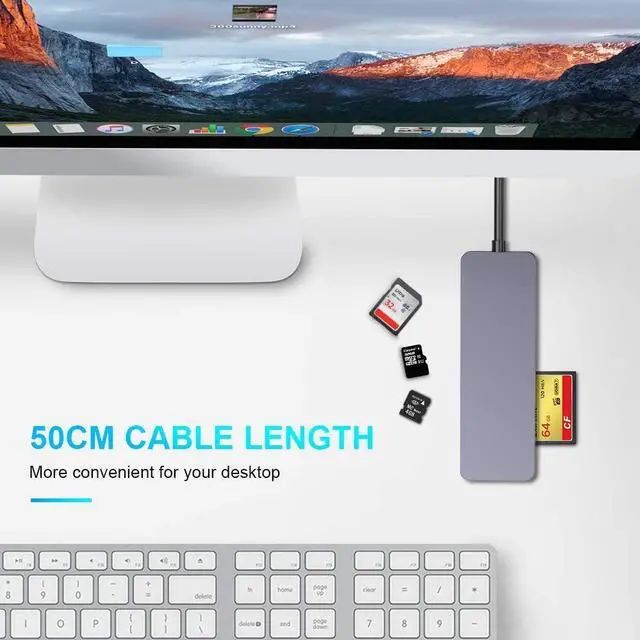 Alt view image 5 of 7 - Aluminum USB 3.0 Multi-Card Reader, 6-in-1 USB 3.0 SD Card Reader for SD/CF/TF/XD/MS/M2 Memory Card, Memory Card Reader 5Gbps Read and Write Compatible with Windows XP/Vista/7/8/10, Mac OS, Linux