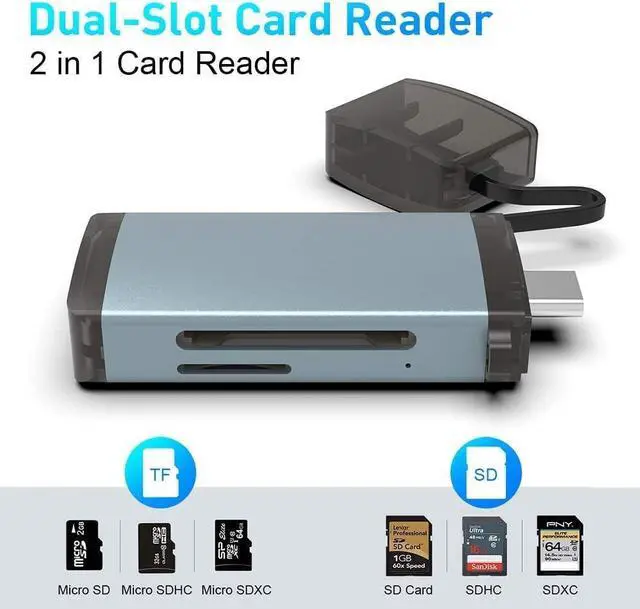 Alt view image 2 of 6 - USB C to SD Card Reader, Micro SD Memory Card Reader, Type C to SD Card Reader Adapter Compatible with Camera Android Windows Mac os Linux and Other Type C Device