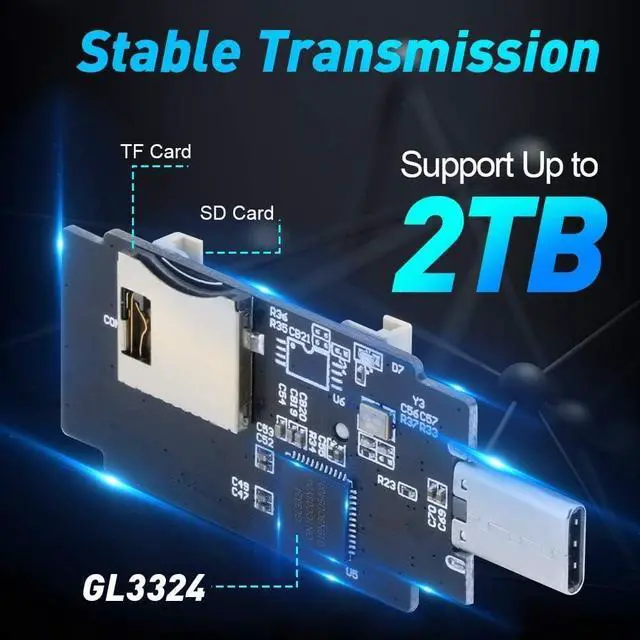 Alt view image 3 of 6 - USB C to SD Card Reader, Micro SD Memory Card Reader, Type C to SD Card Reader Adapter Compatible with Camera Android Windows Mac os Linux and Other Type C Device