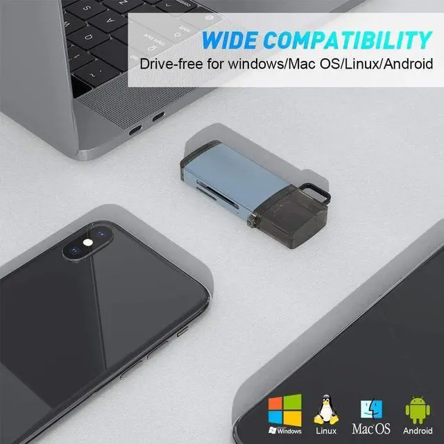 Alt view image 6 of 6 - USB C to SD Card Reader, Micro SD Memory Card Reader, Type C to SD Card Reader Adapter Compatible with Camera Android Windows Mac os Linux and Other Type C Device