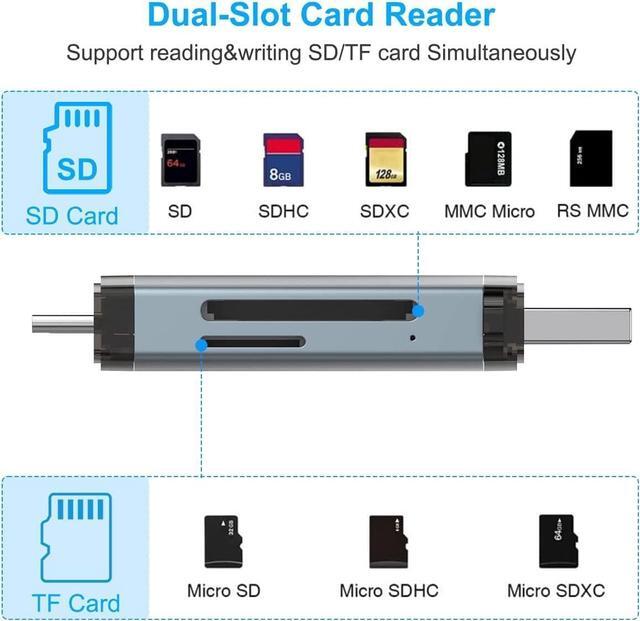 Alt view image 3 of 7 - USB C USB3.0 SD Card Reader Memory Card Reader USB Micro SD Adapter for TF SD Micro SD SDXC SDHC MMC RS-MMC Micro SDXC Micro SDHC UHS-I Compatible with Samsung Galaxy S21 S22 MacBook Pro iPad Pro