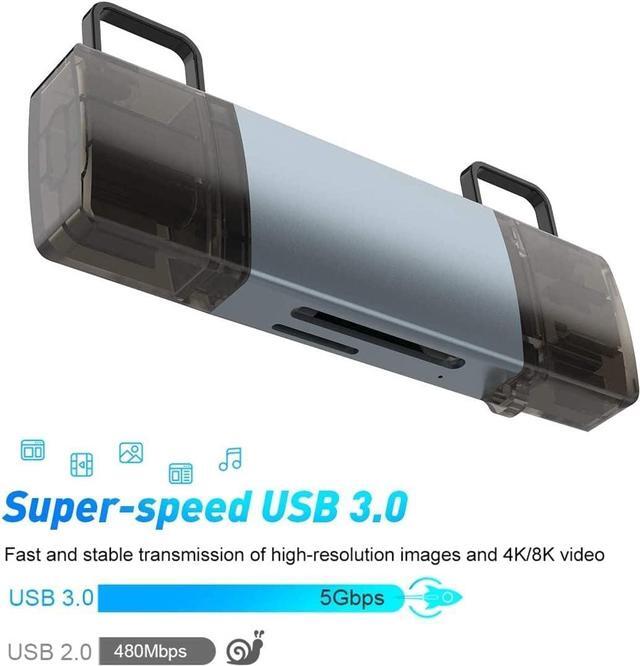 Alt view image 5 of 7 - USB C USB3.0 SD Card Reader Memory Card Reader USB Micro SD Adapter for TF SD Micro SD SDXC SDHC MMC RS-MMC Micro SDXC Micro SDHC UHS-I Compatible with Samsung Galaxy S21 S22 MacBook Pro iPad Pro