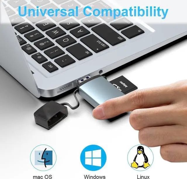 Alt view image 4 of 7 - USB3.0 SD Card Reader, [All Metal] USB 3.0 Dual Slot Memory Card Reader for SDXC, SDHC, SD, MMC, RS-MMC, Micro SDXC, Micro SD, Micro SDHC Card Read 2 Cards Simultaneously