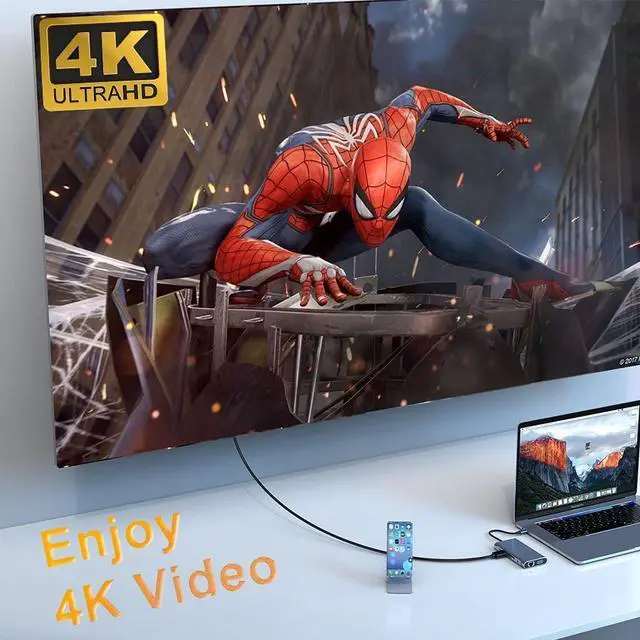 Alt view image 3 of 5 - USB C Hub, 10 in 1 Type C Multiport Adapter Dock with Gigabit Ethernet, 4K HDMI, VGA, 3 USB3.0, 60W PD, 3.5mm Audio and SD/TF Docking Station for MacBook Pro/Air, Surface Pro 7 and Type-C Laptops