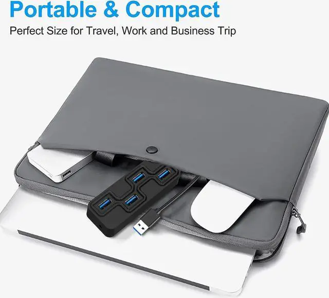 Alt view image 7 of 7 - 4-Port USB 3.0 Hub, Ultra-Slim Data USB Hub,Multi USB Port Expander, Fast Data Transfer USB Splitter for MacBook, Mac Pro, Mac Mini, iMac, Surface Pro, XPS, PC, Flash Drive, Mobile HDD