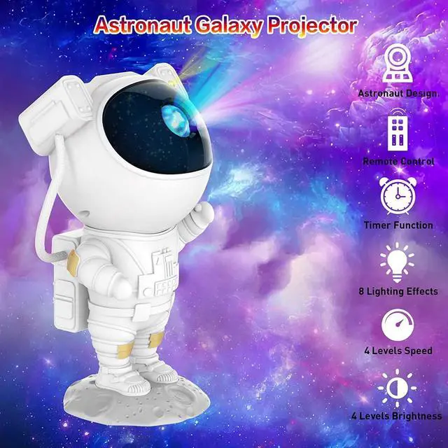 Alt view image 3 of 7 - Star Projector Galaxy Night LightAstronauts and Dinosaur Eggs SeriesStarry Nebula Ceiling LED Lamp with Timer and Remote, Kids Room Decor Aesthetic, Gifts for Christmas, Birthdays, Valentine's Day