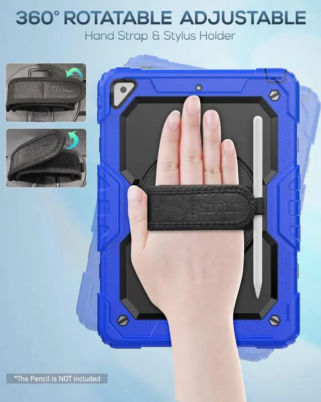 Alt view image 3 of 7 - Kids Case for iPad Air 3 10.5'' iPad Pro 10.5 Case, Sturdy Heavy Duty Full-Body Shockproof Protective Case with Screen Protector, Rotating Stand, Hand/Shoulder Strap for Air 3rd Gen, Blue