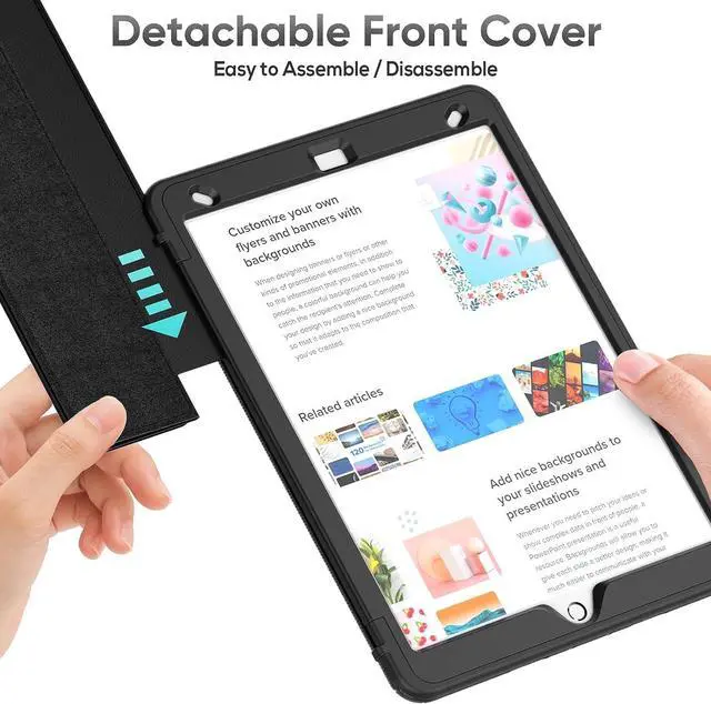 Alt view image 6 of 7 - iPad 9th/8th/7th Generation Case, iPad 10.2 Case, Durable Sturdy Heavy Duty Shockproof Protection Folio Stand Case with Smart Cover Auto Sleep/Wake for iPad 10.2 Inch, Black