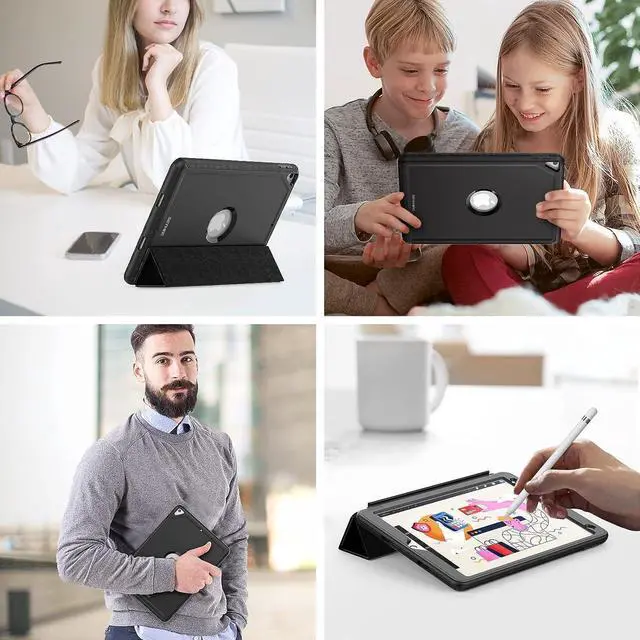 Alt view image 7 of 7 - iPad 9th/8th/7th Generation Case, iPad 10.2 Case, Durable Sturdy Heavy Duty Shockproof Protection Folio Stand Case with Smart Cover Auto Sleep/Wake for iPad 10.2 Inch, Black