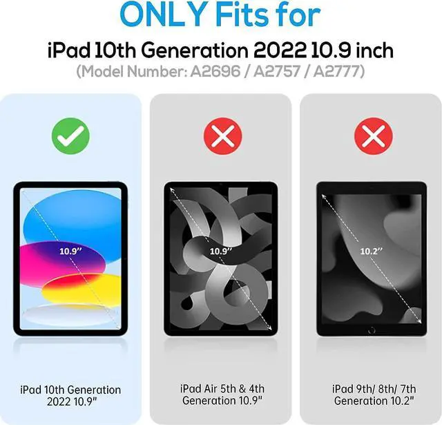 Alt view image 2 of 7 - iPad 10th Generation 10.9 Inch 2022 Release, Durable Sturdy Heavy Duty Shockproof Protection Folio Stand Case with Smart Cover Auto Sleep/Wake for iPad 10.9 Case, Black/Light Blue