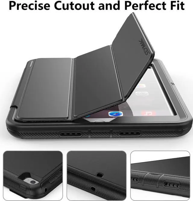 Alt view image 3 of 7 - iPad Mini 5 / Mini 4 Case 7.9 Inch, Durable Sturdy Heavy Duty Shockproof Protection Folio Stand Case with Smart Cover Auto Sleep/Wake for iPad Mini 5th / Mini 4th Generation, Black