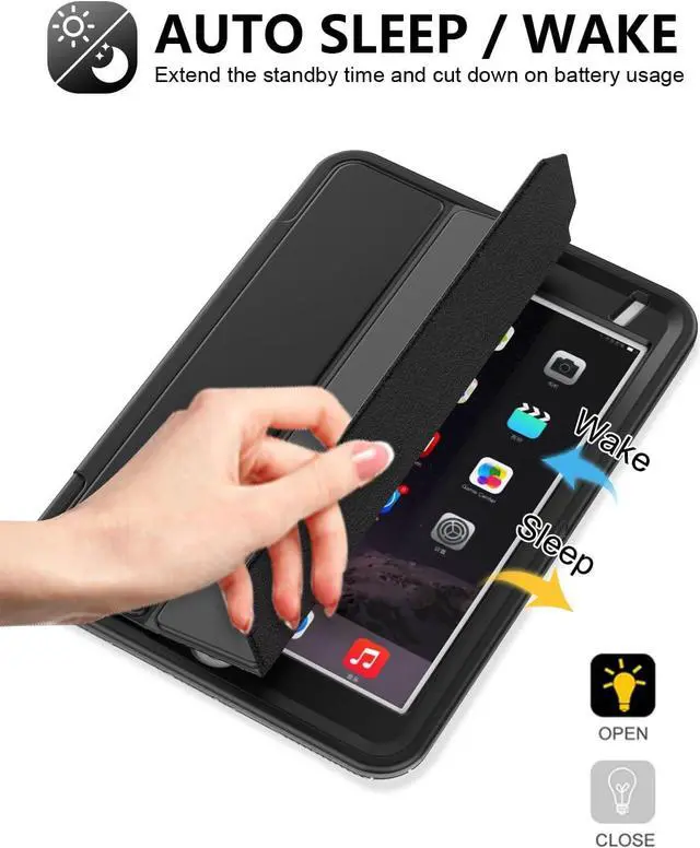Alt view image 5 of 7 - iPad Mini 5 / Mini 4 Case 7.9 Inch, Durable Sturdy Heavy Duty Shockproof Protection Folio Stand Case with Smart Cover Auto Sleep/Wake for iPad Mini 5th / Mini 4th Generation, Black