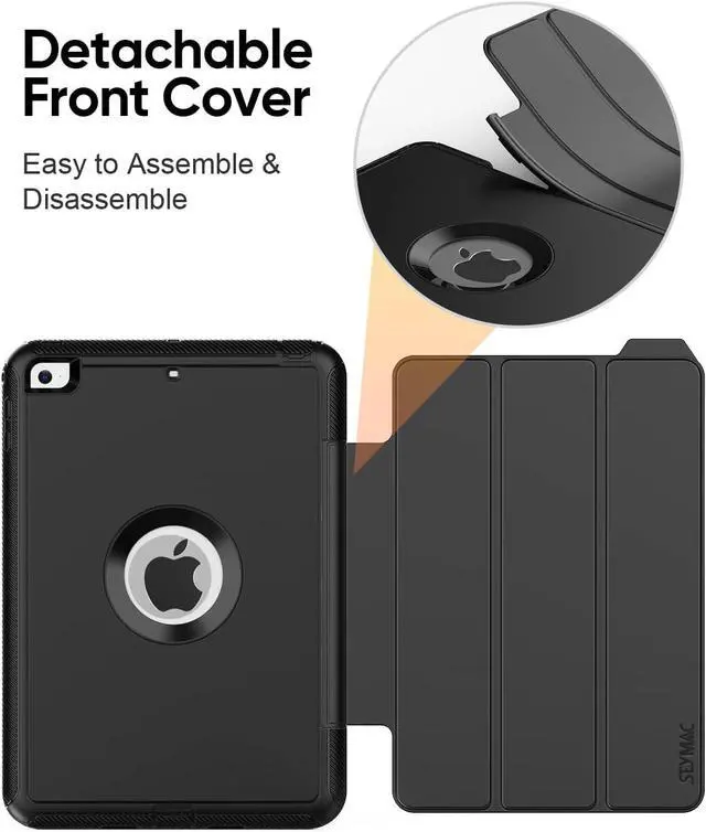 Alt view image 6 of 7 - iPad Mini 5 / Mini 4 Case 7.9 Inch, Durable Sturdy Heavy Duty Shockproof Protection Folio Stand Case with Smart Cover Auto Sleep/Wake for iPad Mini 5th / Mini 4th Generation, Black