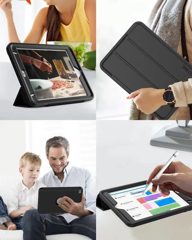 Alt view image 7 of 7 - iPad Mini 5 / Mini 4 Case 7.9 Inch, Durable Sturdy Heavy Duty Shockproof Protection Folio Stand Case with Smart Cover Auto Sleep/Wake for iPad Mini 5th / Mini 4th Generation, Black