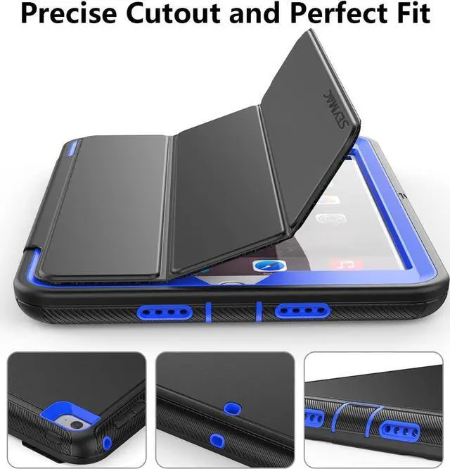 Alt view image 3 of 7 - iPad Mini 5 / Mini 4 Case 7.9 Inch, Durable Sturdy Heavy Duty Shockproof Protection Kid Case with Trifold Stand Auto Wake/Sleep Smart Cover for iPad Mini 5th / Mini 4th Generation, Black/Blue