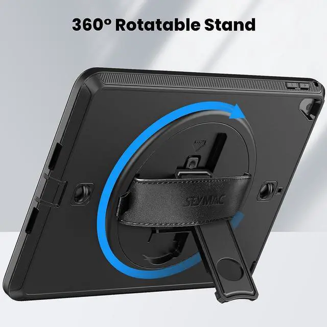 Alt view image 4 of 7 - iPad 5th/6th Generation Case iPad 9.7 Case  Full Protection iPad Case with Screen Protector Pencil Holder [360 Rotating Hand Strap/Kickstand] Shockproof Case for iPad Pro 9.7/iPad Air 2 Black