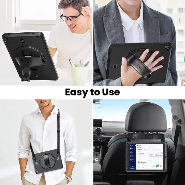 Alt view image 7 of 7 - iPad 5th/6th Generation Case iPad 9.7 Case  Full Protection iPad Case with Screen Protector Pencil Holder [360 Rotating Hand Strap/Kickstand] Shockproof Case for iPad Pro 9.7/iPad Air 2 Black