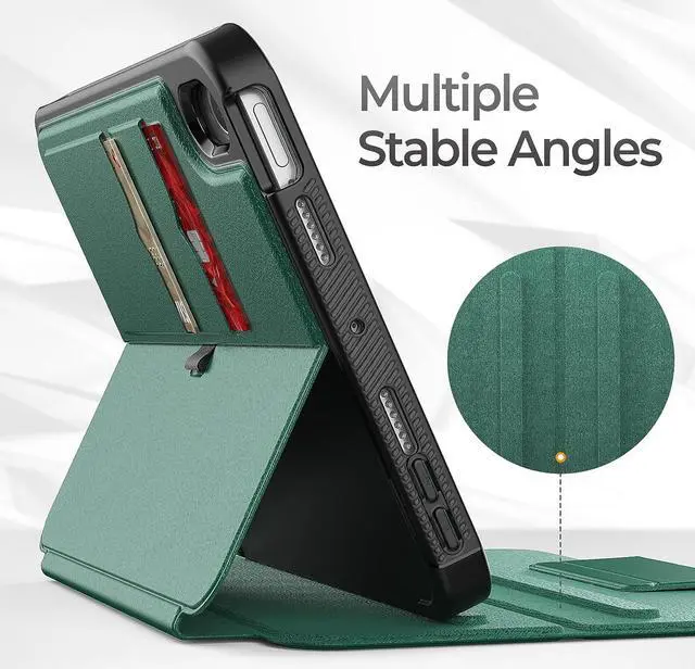 Alt view image 5 of 7 - HCSOWD Case for iPad Mini 6th Generation Case 8.3", Magnetic Folio Stand, Auto Sleep/Wake Protective Cover for iPad Mini 6 with Pen Holder (Support Wireless Charging) and Card Slot, Green