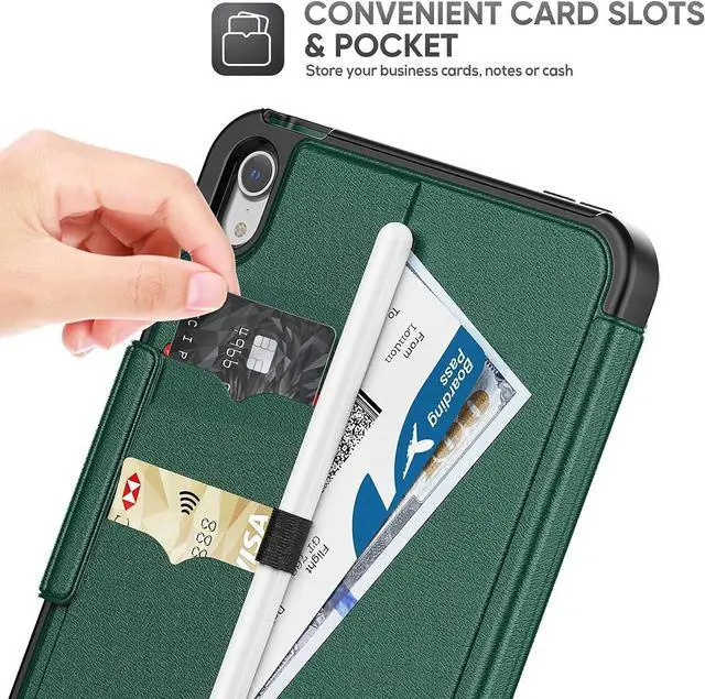 Alt view image 7 of 7 - HCSOWD Case for iPad Mini 6th Generation Case 8.3", Magnetic Folio Stand, Auto Sleep/Wake Protective Cover for iPad Mini 6 with Pen Holder (Support Wireless Charging) and Card Slot, Green