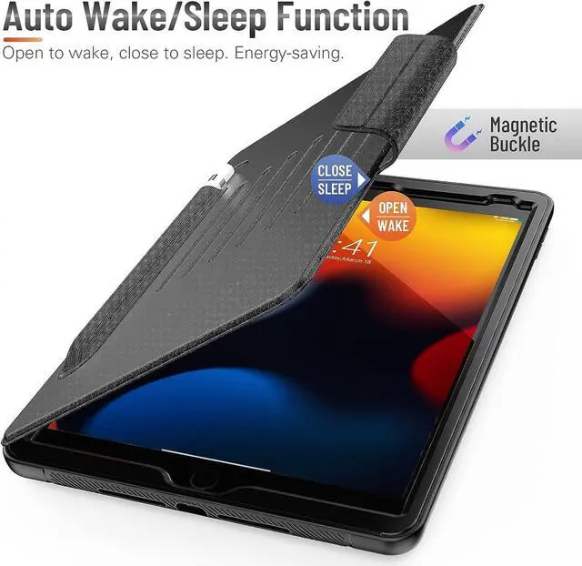 Alt view image 4 of 7 - iPad 9th/8th/7th Generation Case 2021/2020/ 2019 (Model: A2602, A2603, A2604, A2605, A2270, A2428, A2429, A2200, A2197, A2198) Black