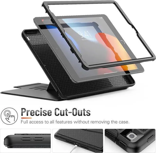 Alt view image 5 of 7 - iPad 9th/8th/7th Generation Case 2021/2020/ 2019 (Model: A2602, A2603, A2604, A2605, A2270, A2428, A2429, A2200, A2197, A2198) Black