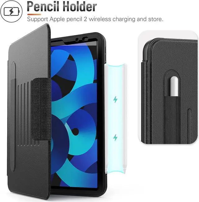 Alt view image 7 of 7 - iPad Air 5th/4th Generation Case 10.9 inch 2022/2020, iPad Air 5/4 Case, iPad Pro 11 Case 2021/2020/2018 Black