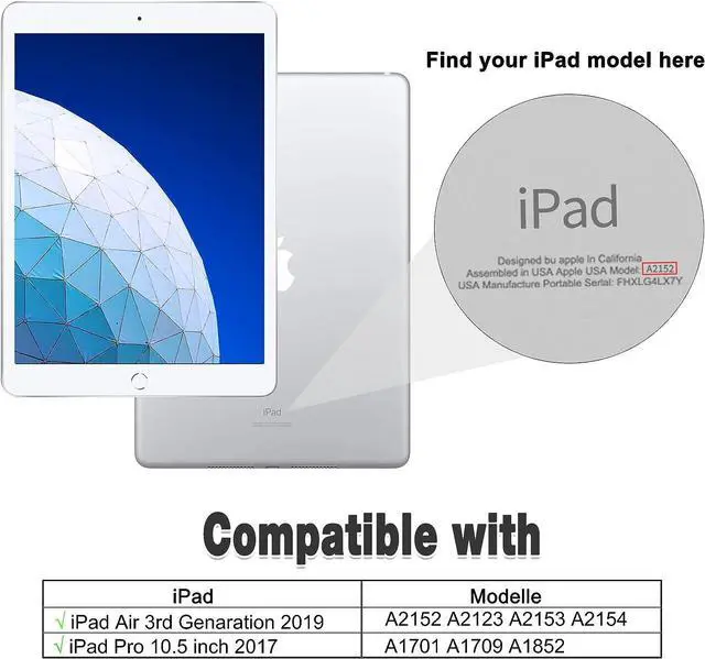 Alt view image 2 of 7 - iPad Air 3 10.5 Case 2019,iPad Pro 10.5 Case 2017- Heavy Duty Shockproof Case Cover with Pencil Holder,Rotating Stand/Hand Strap,Carrying Shoulder Strap Fit iPad Air 3rd Gen case 10.5 -Black